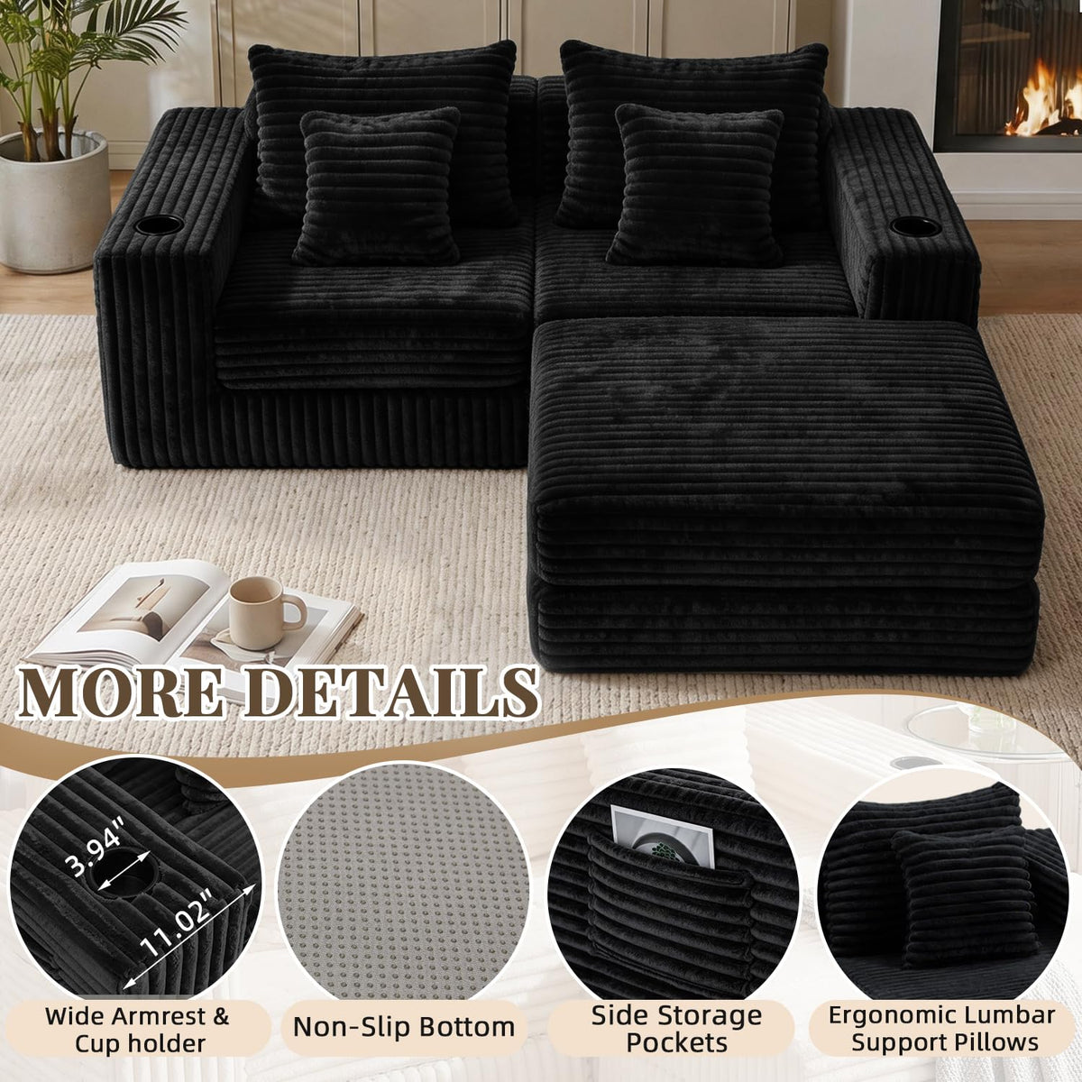 Corduroy Modular Sectional Sofa