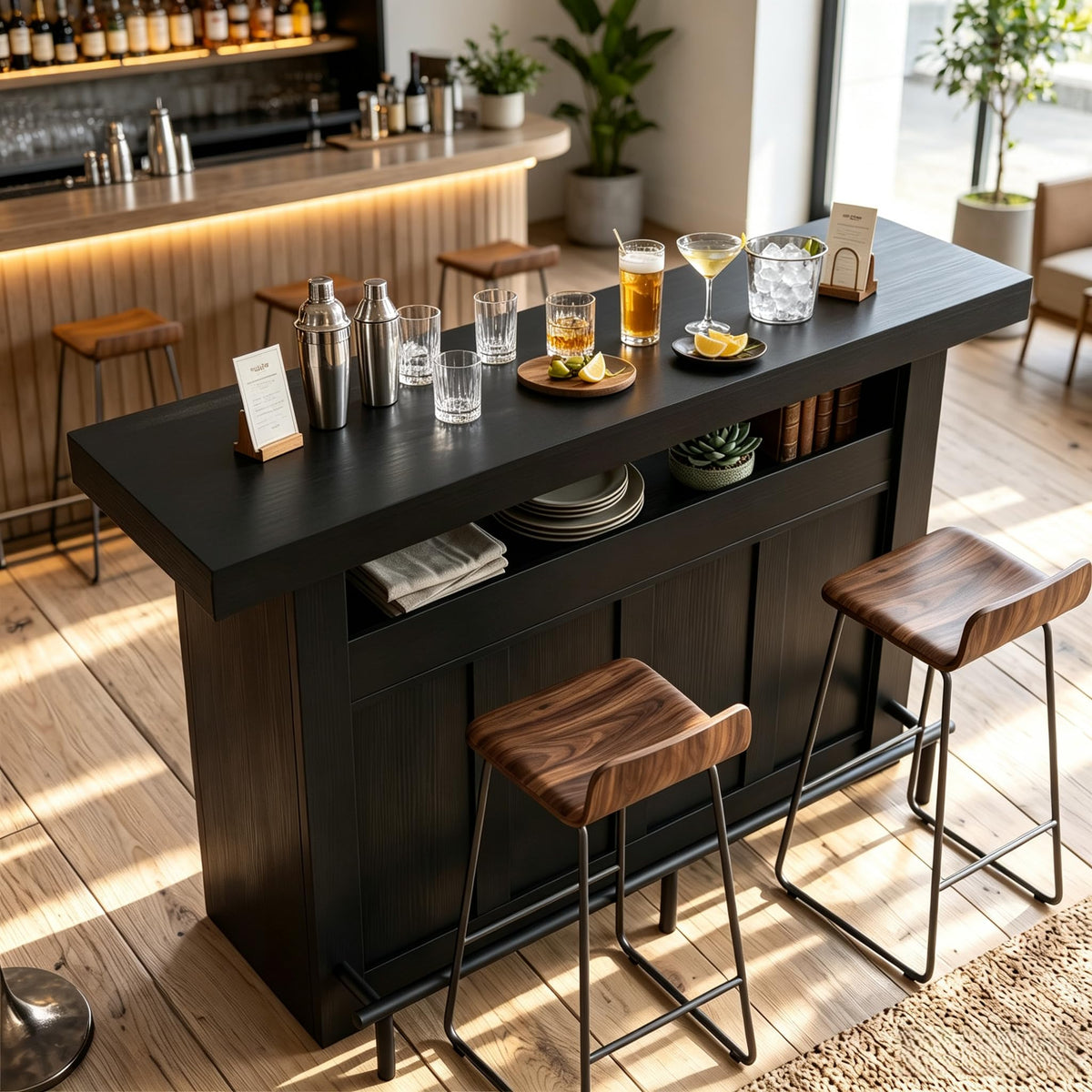 4-Tier Bar Table with Wine Glass Rack