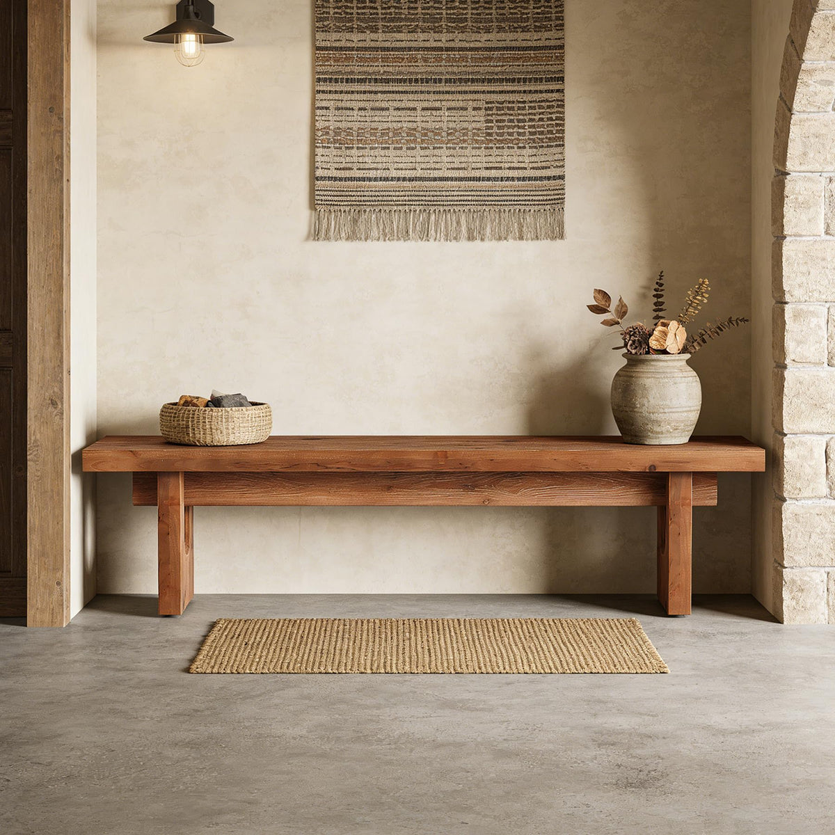 Solid Wood Farmhouse Dining Bench