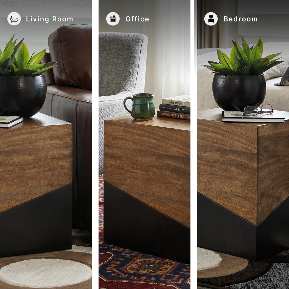 Signature Design by Ashley Accent End Table, Trailbend, Brown/Gunmetal