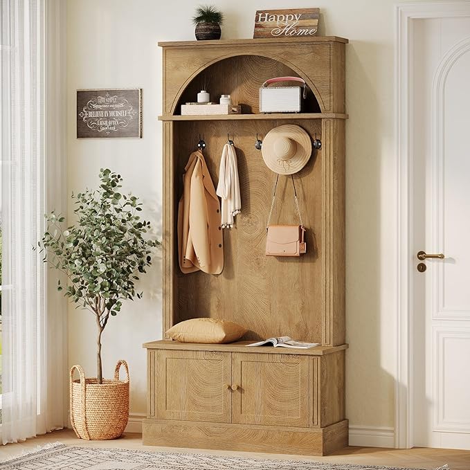 4-in-1 Hall Tree with Storage Bench, Coat Rack & Shoe Storage