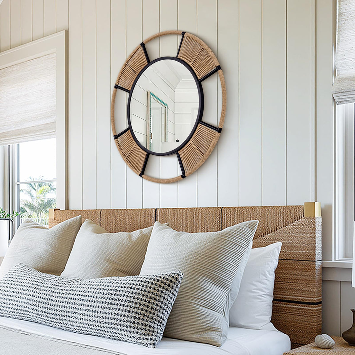 Jute Rope Round Wall Mirror