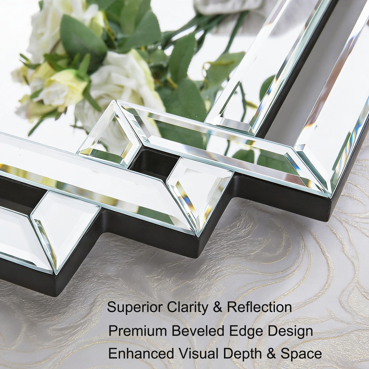 Autdot Modern Large Living Room Decorative Mirror with Mirrored Frame