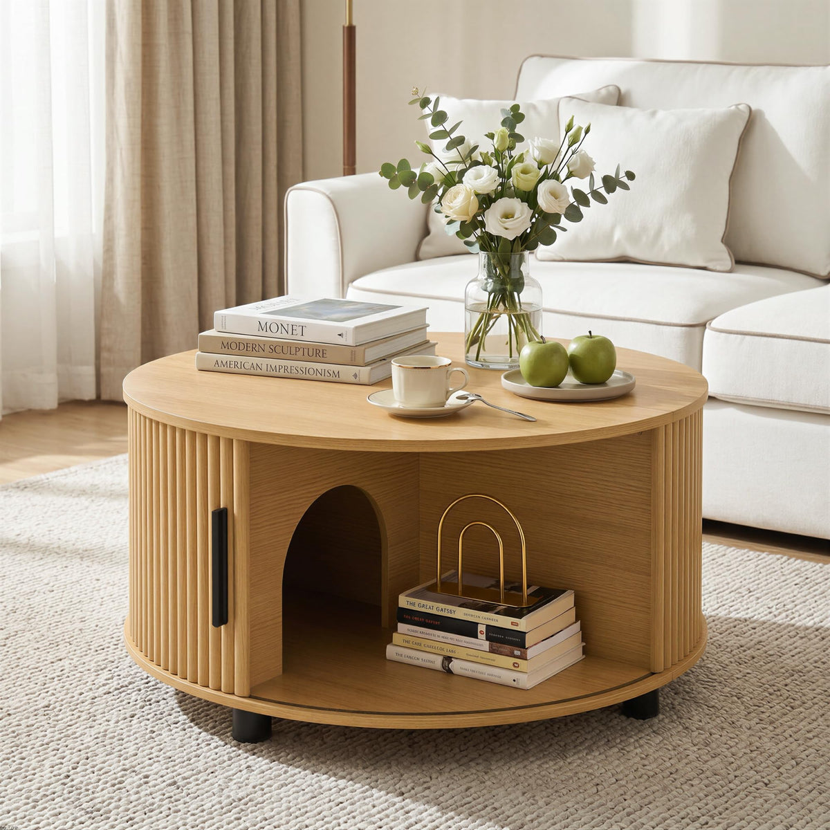Round Fluted Storage Coffee Table