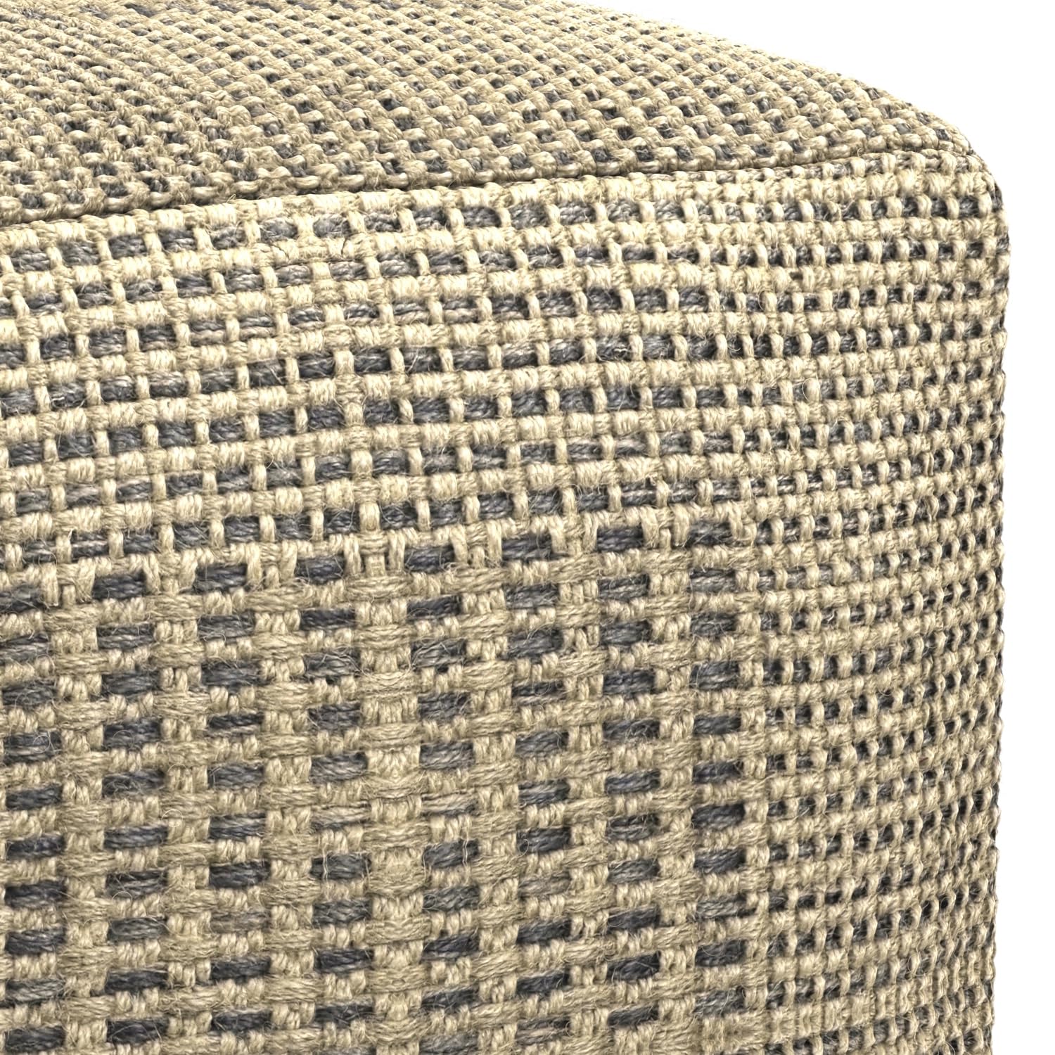 SIMPLIHOME Delilah Square Pouf - 18 inch Wide Handwoven Jute Ottoman in Natural, Contemporary Footstool or Extra Seating for Living Room, Bedroom, or Kids Room with Polystyrene Filling, Assembled