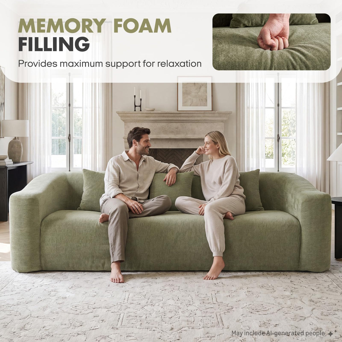 Hyfirm Boneless Cloud Couch for Living Room Deep Seat Memory Foam Sofa