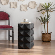 Black Wood Relief Side Table