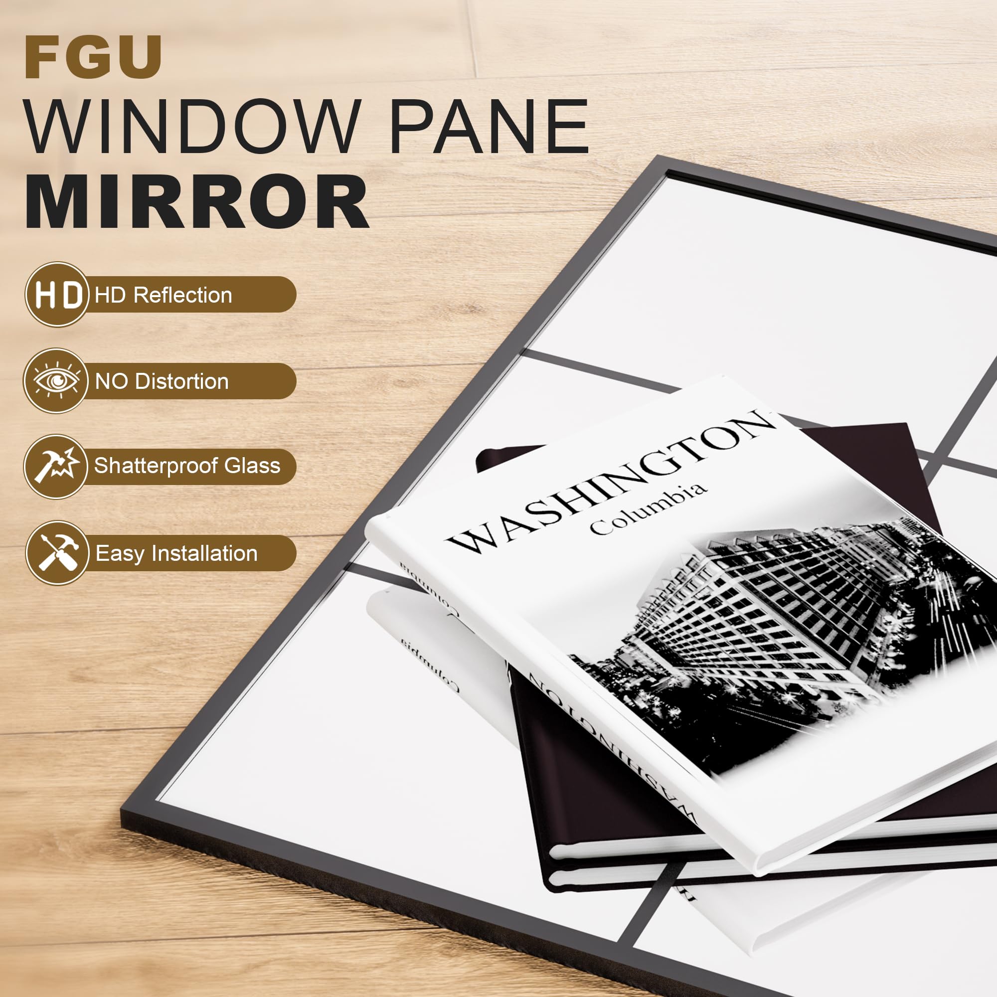 Rectangular Wall Mirror – Window Pane Style
