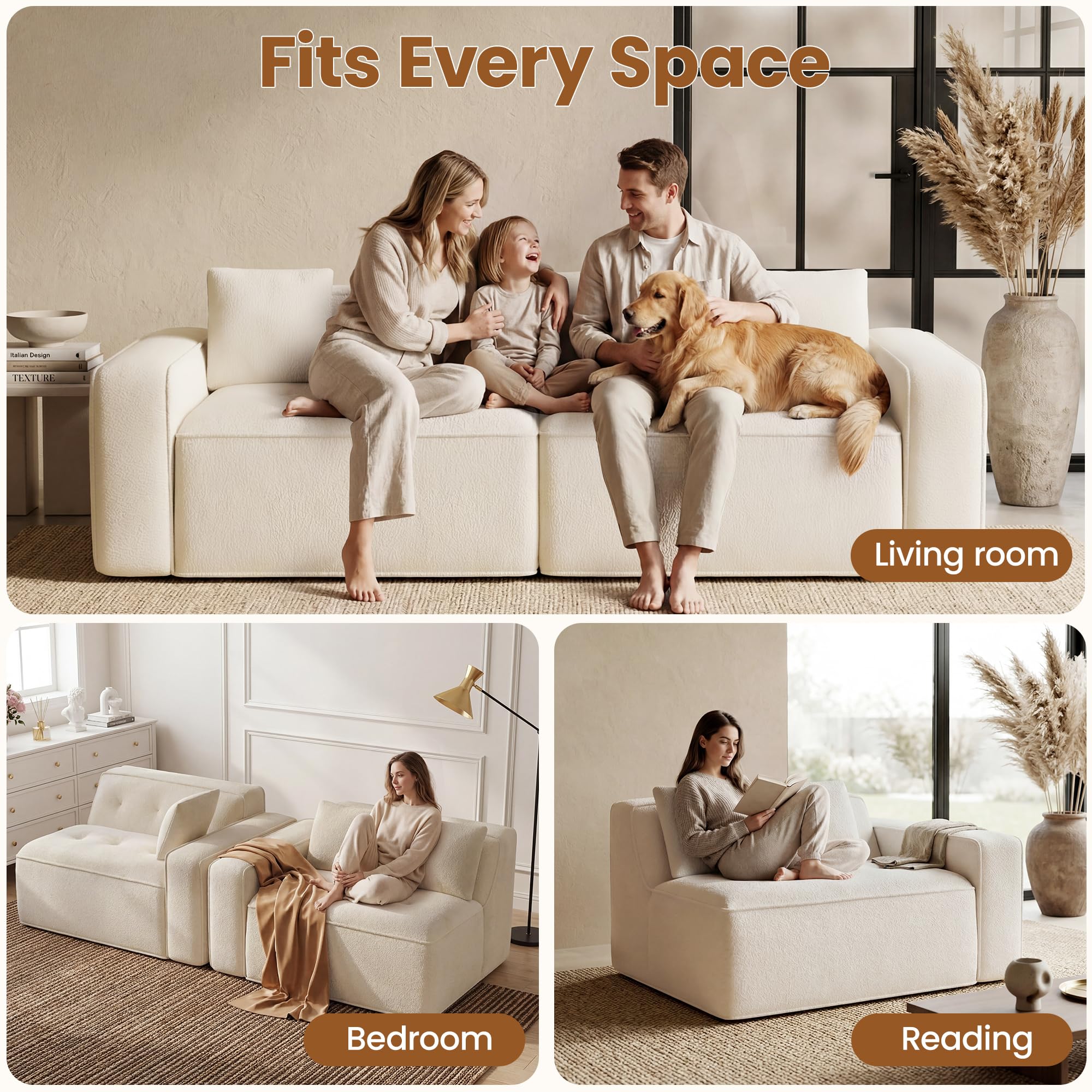 100" Cloud Boneless Loveseat – 2-Seater Foam Sofa