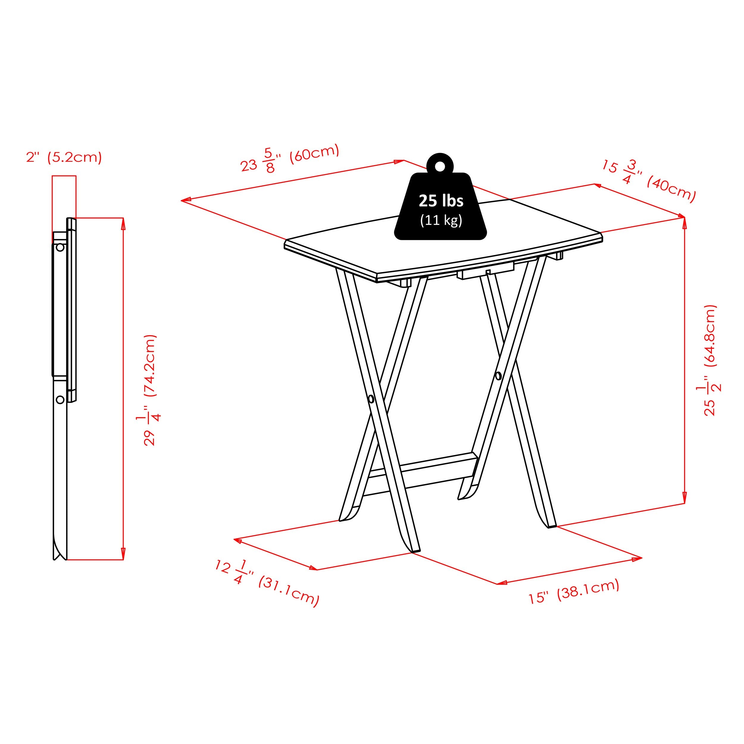 5-Piece Foldable Snack Table Set with Storage Rack – Walnut