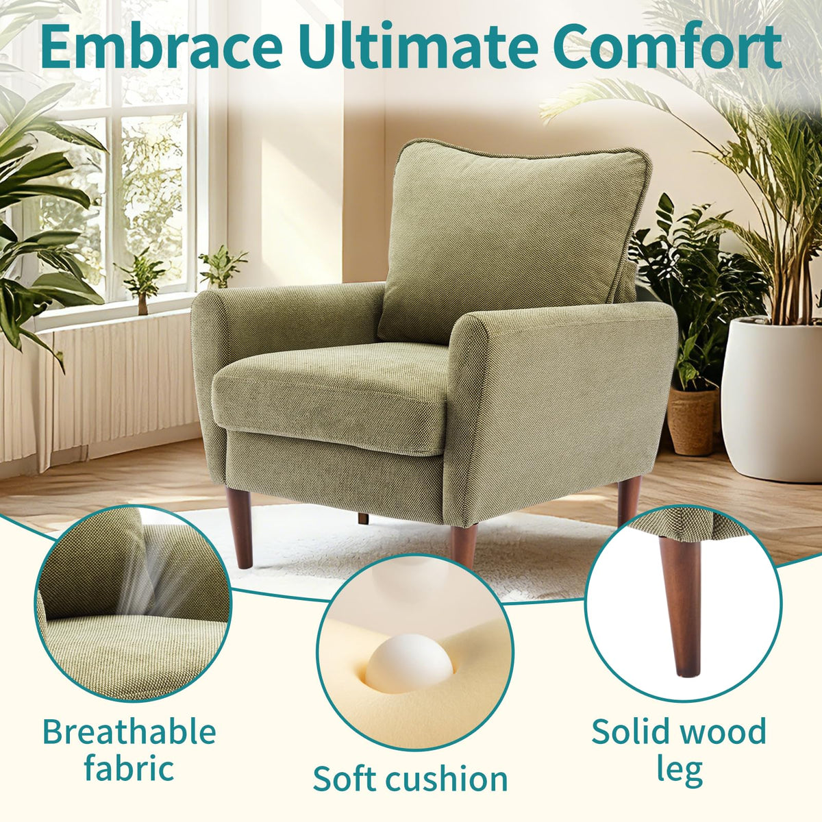 OLIXIS Comfy Accent Chair for Living Room, Bedroom, Dorm and Waiting Room