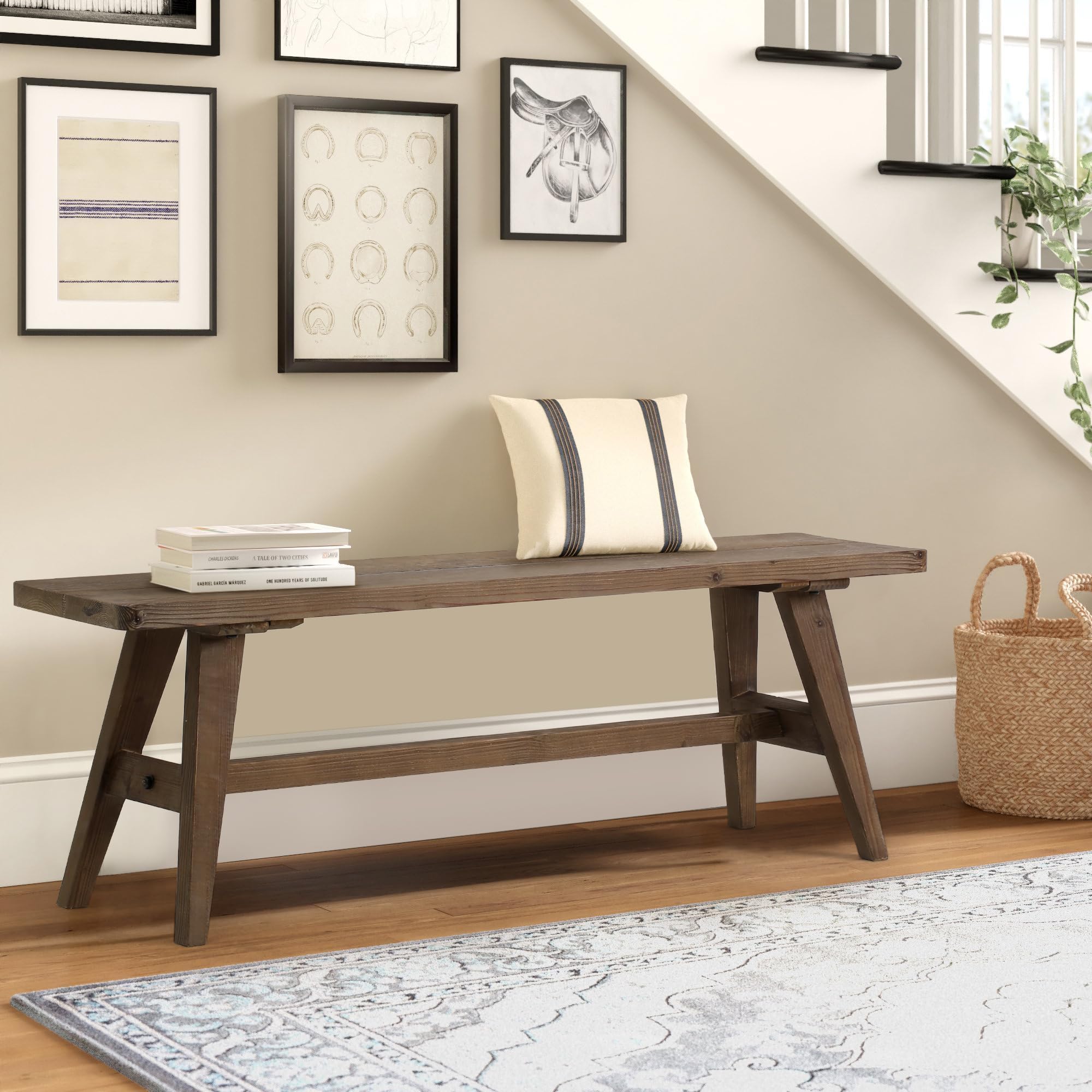 Farmhouse Wood Bench 47"