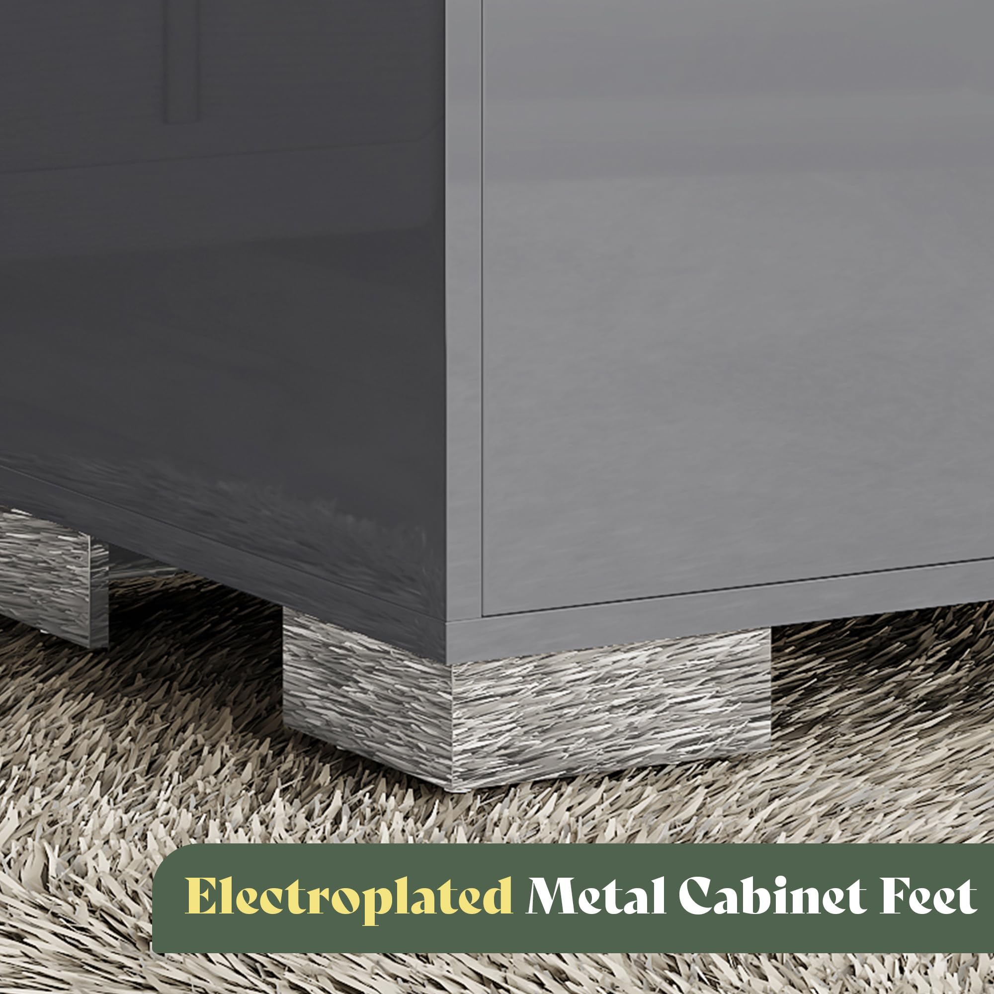 High Gloss Nightstand with 2 Drawers