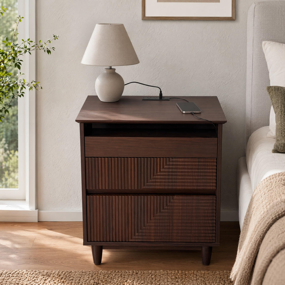 Fluted Charging Nightstand