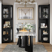 Corner Storage Cabinet 69" Tall | 5-Tier Shelves & Glass Doors