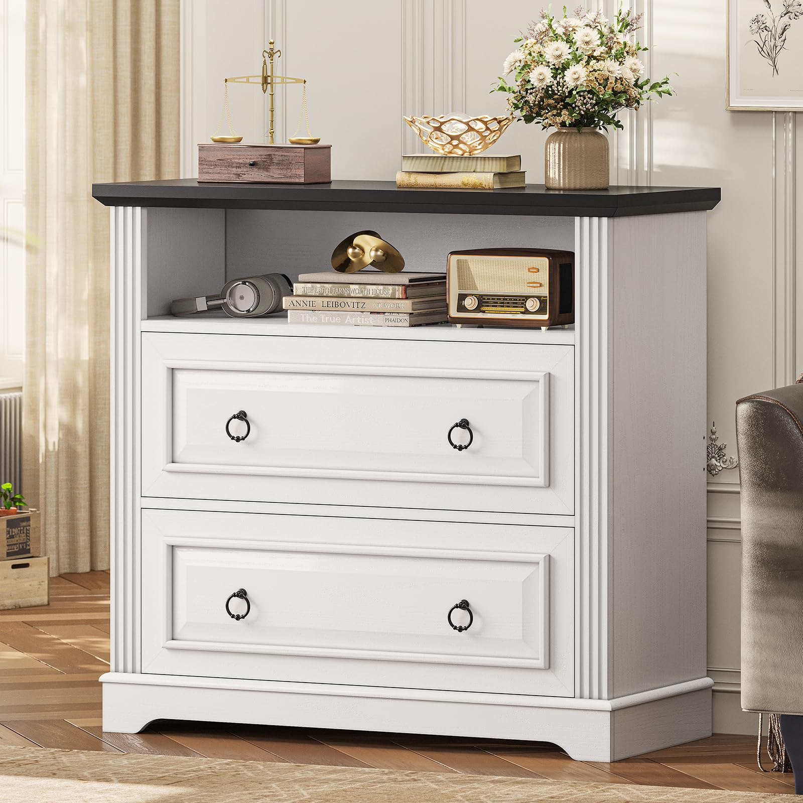 2-Drawer Lateral File Cabinet with Printer Stand