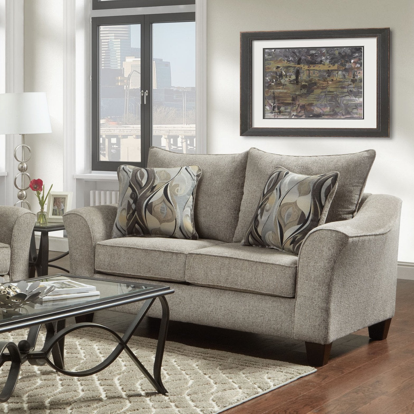 Roundhill Furniture Pillowback Loveseat