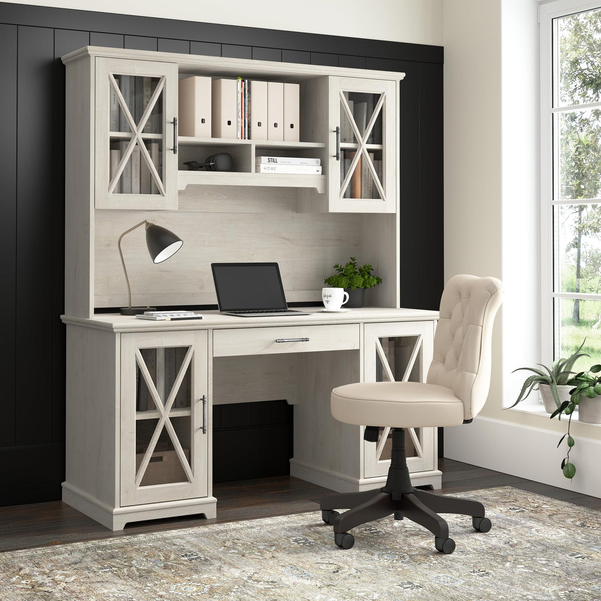 Farmhouse Glass Door Storage Hutch