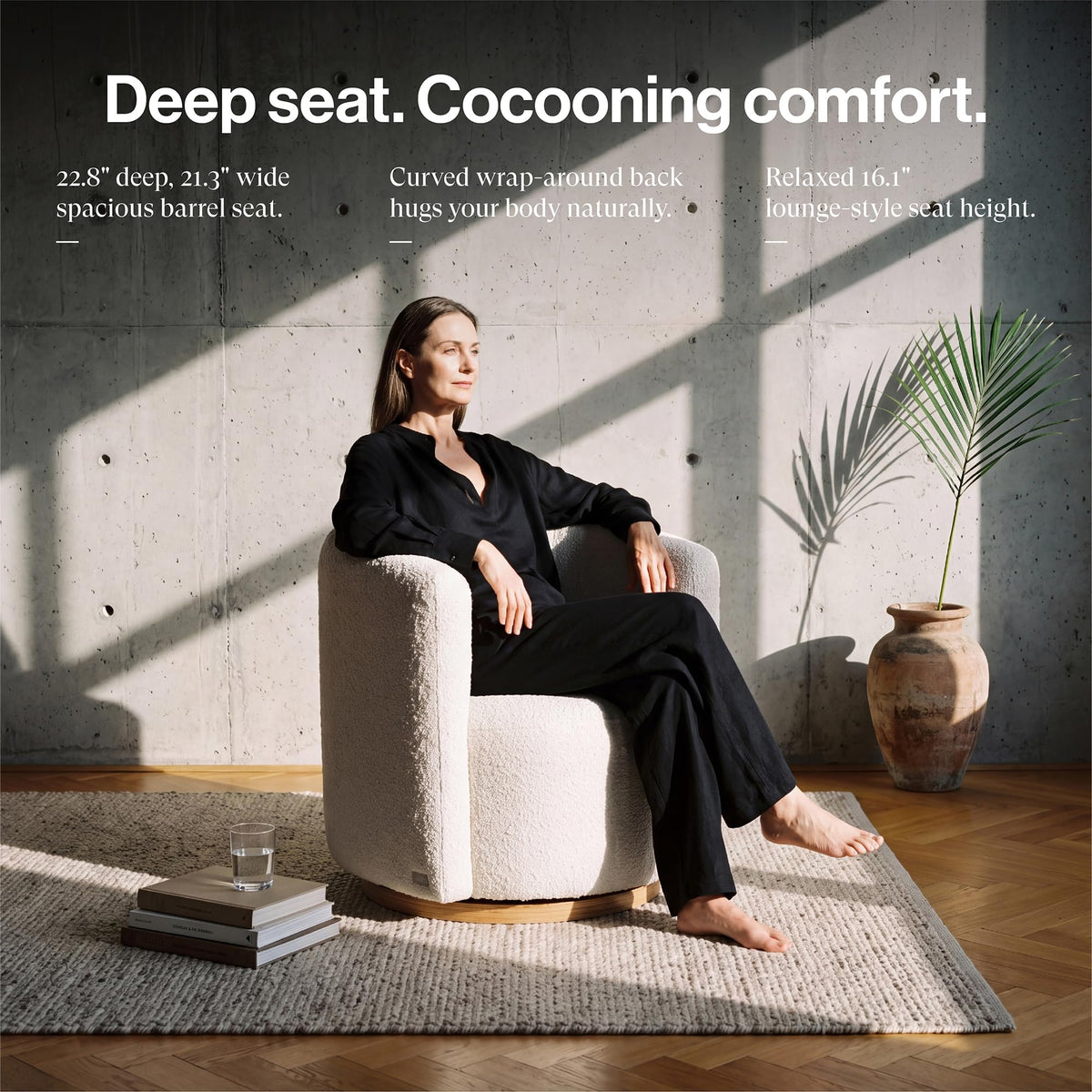 Cream Swivel Barrel Chair