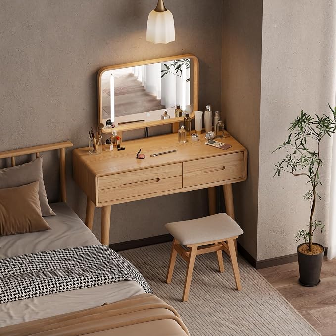Solid Wood Lighted Makeup Vanity