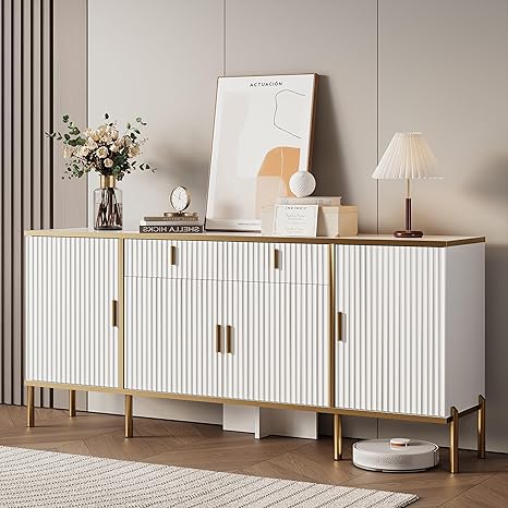 60" Fluted Buffet Cabinet with Storage