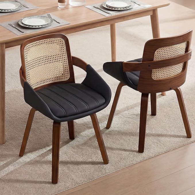 Rattan Swivel Dining Chairs, Set of 2