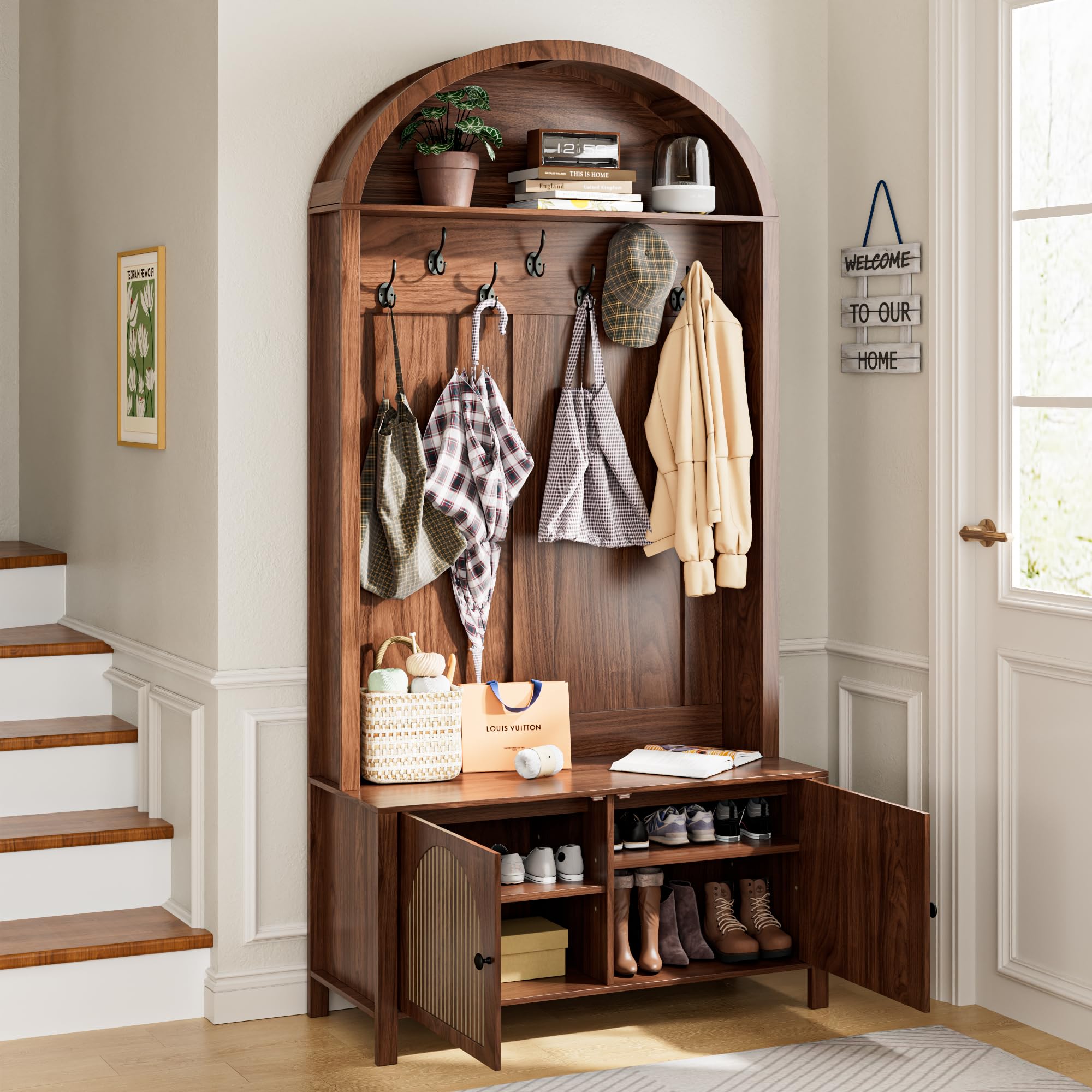 Hall Tree with Bench & Shoe Storage