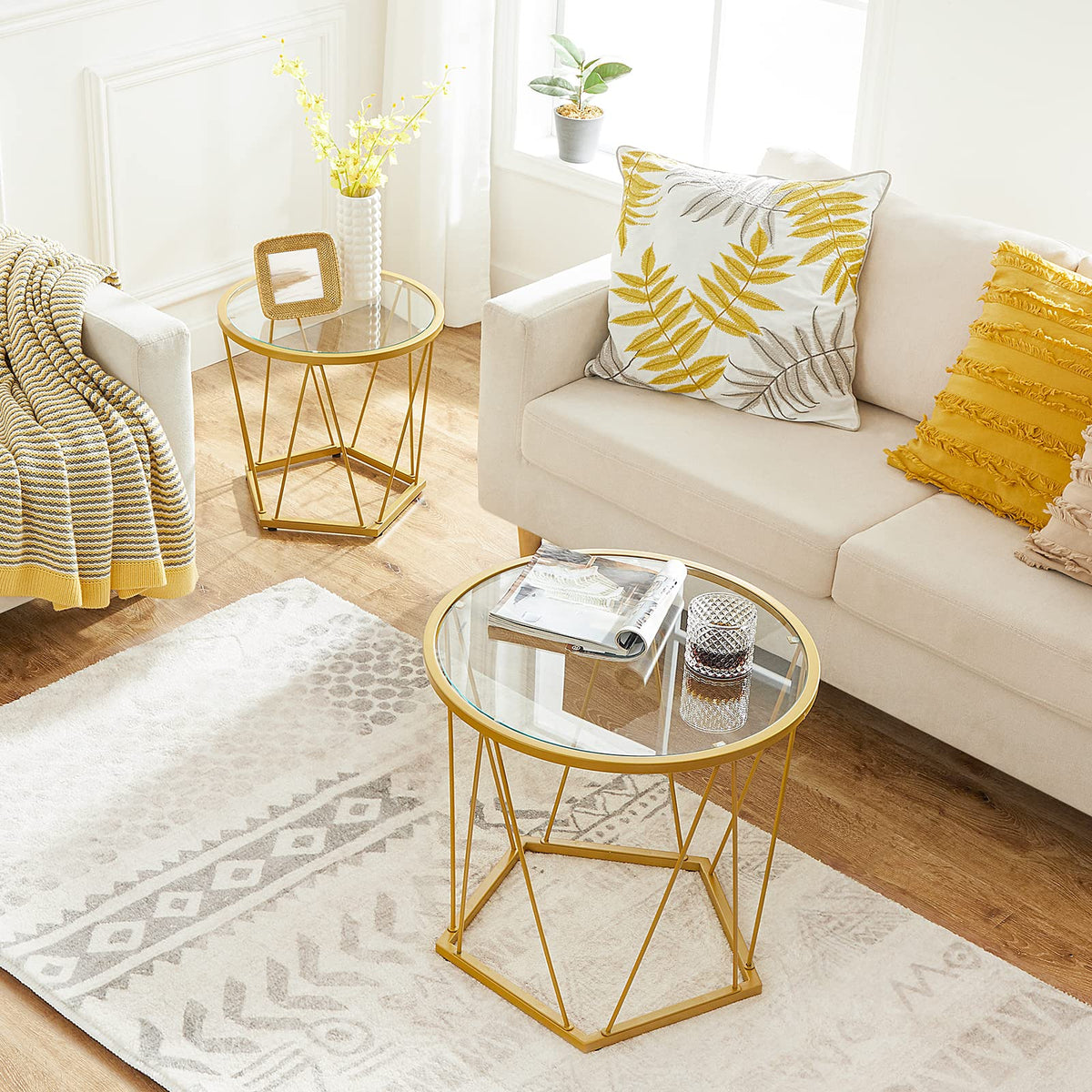 Gold Glass Nesting Coffee Tables