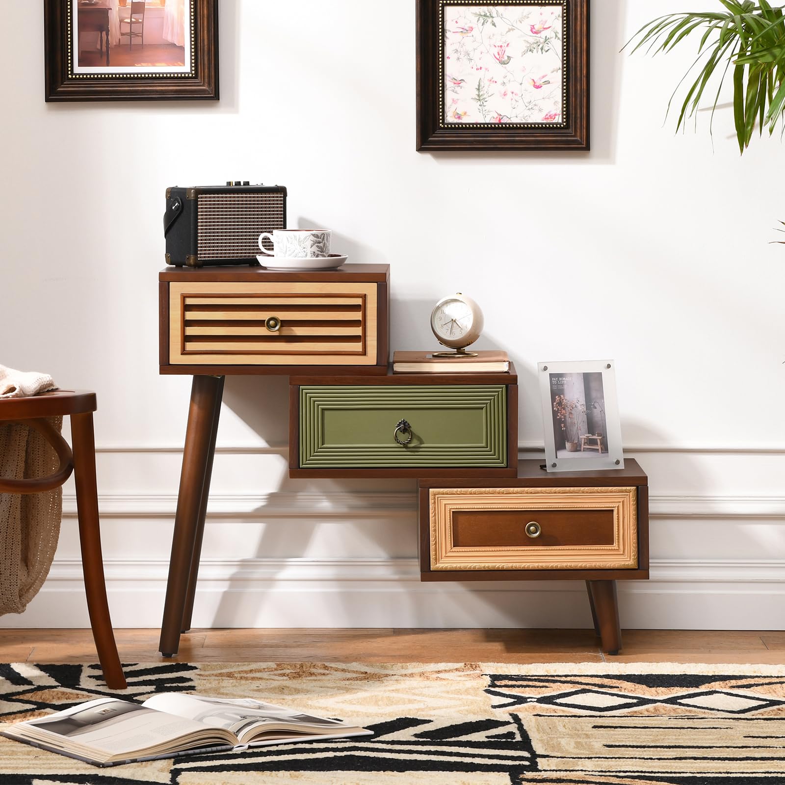 Vintage Asymmetrical Accent Chest with Drawers