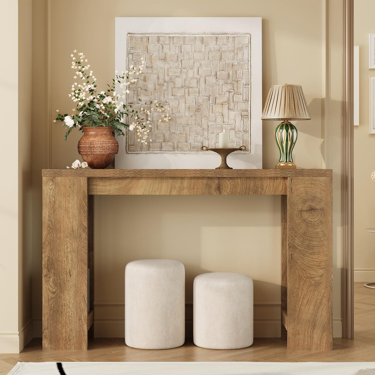 Tohomeor Entryway Console Table, Farmhouse Narrow Sofa Table Behind Couch, Wood Rectangular Accent Table for Living Room Hallway Entrance Foyer, Rustic Wood Grain