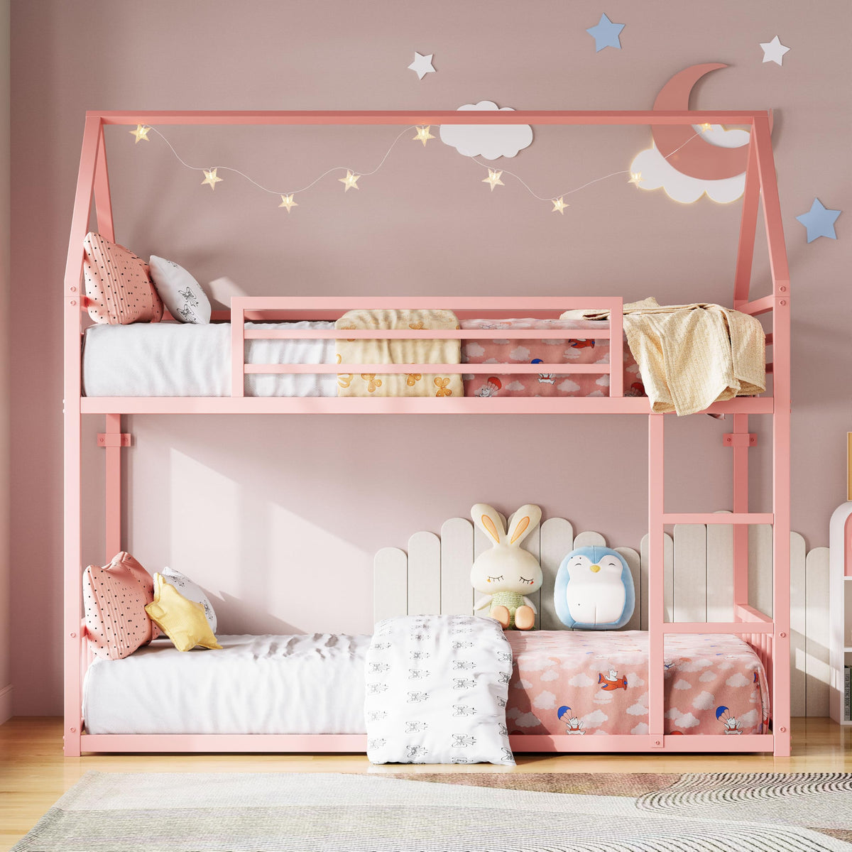 Pink Twin House Bunk Bed