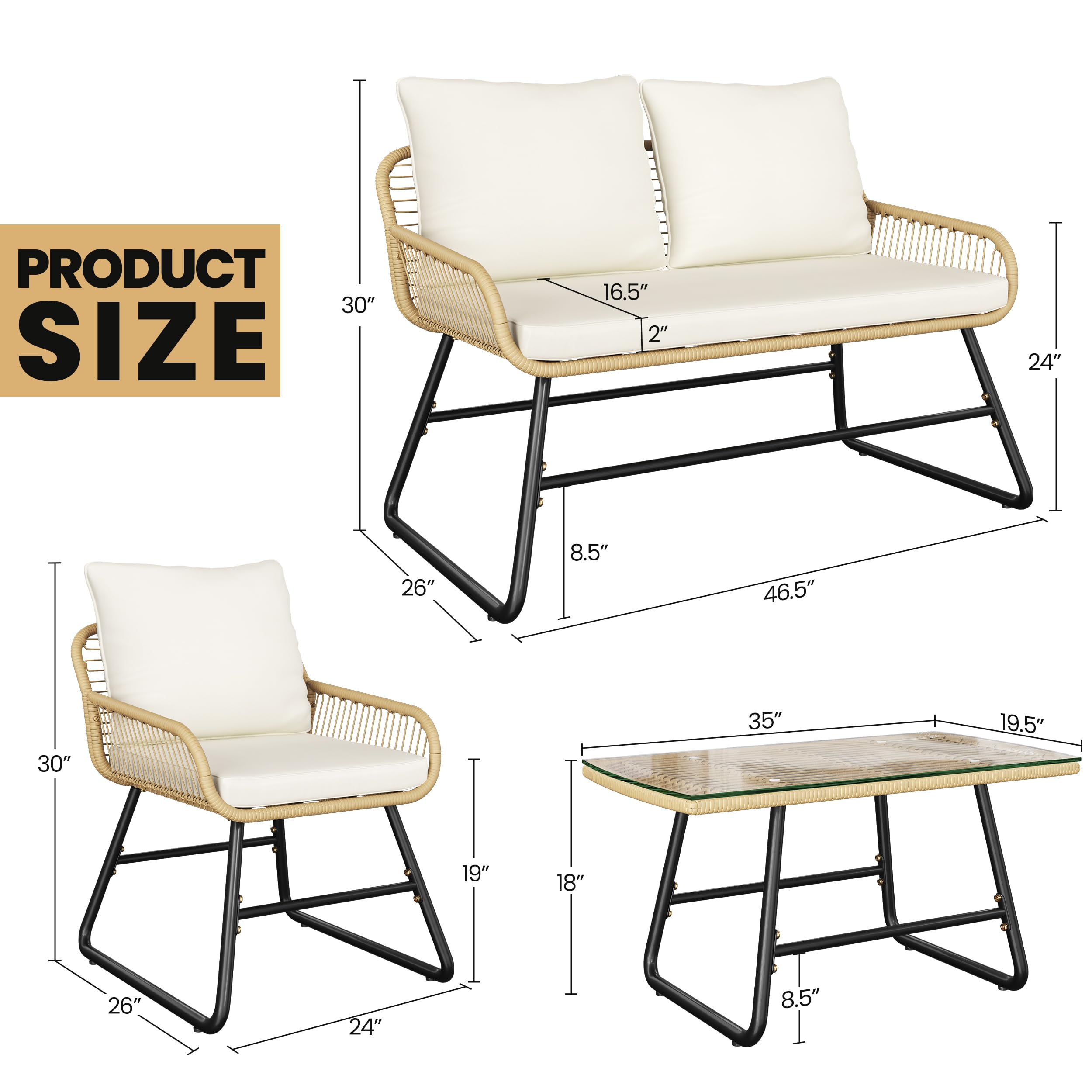 Wicker Patio Conversation Set with Cushions