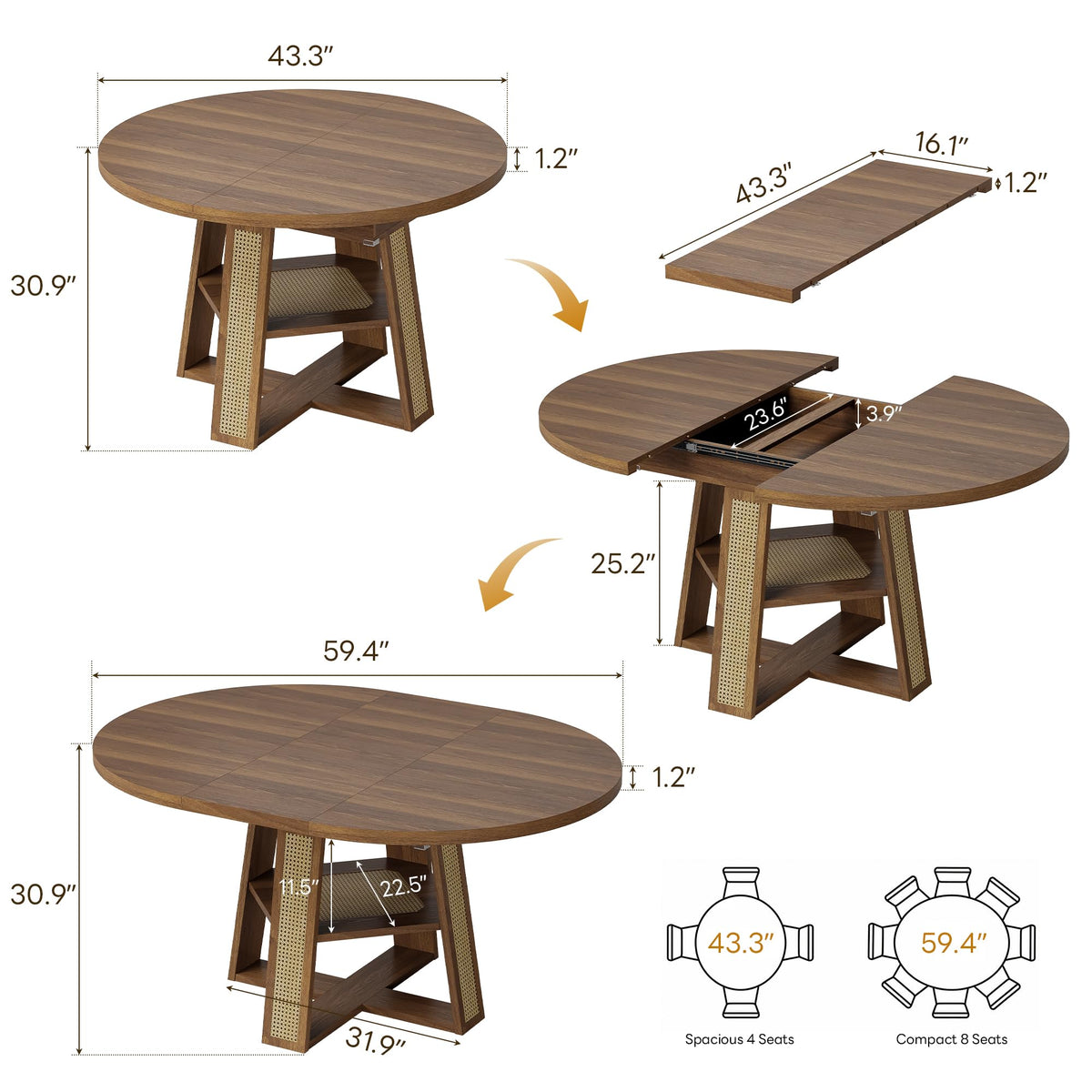 Extendable Dining Table with Storage