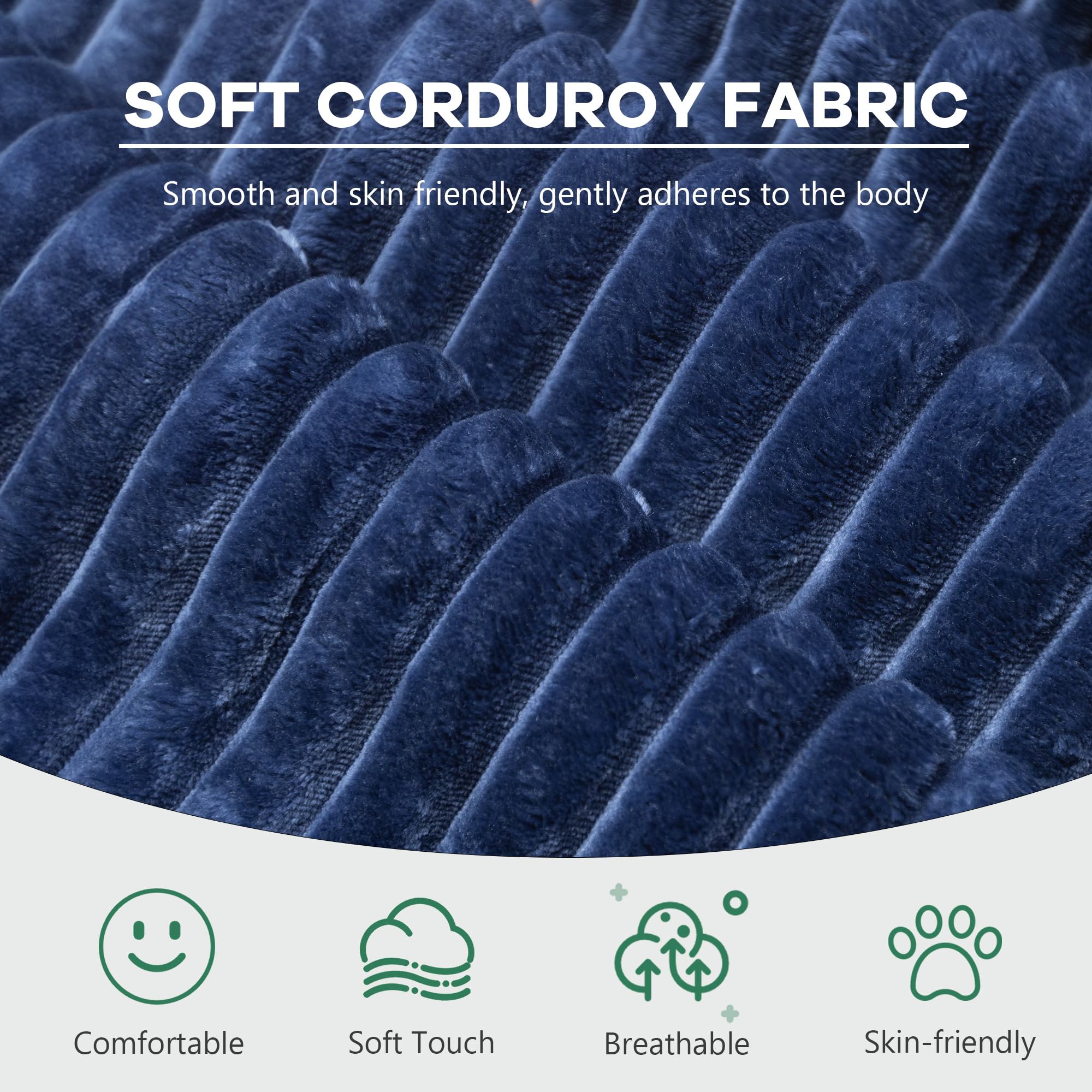 73" Convertible Sofa Bed, Corduroy Boneless Loveseat Sleeper, Fold Out Floor Couch Bed with 2 Pillows, Memory Foam Cloud Futon Couch for Living Room Guest Room Small Space, No Assembly (Blue, 73")