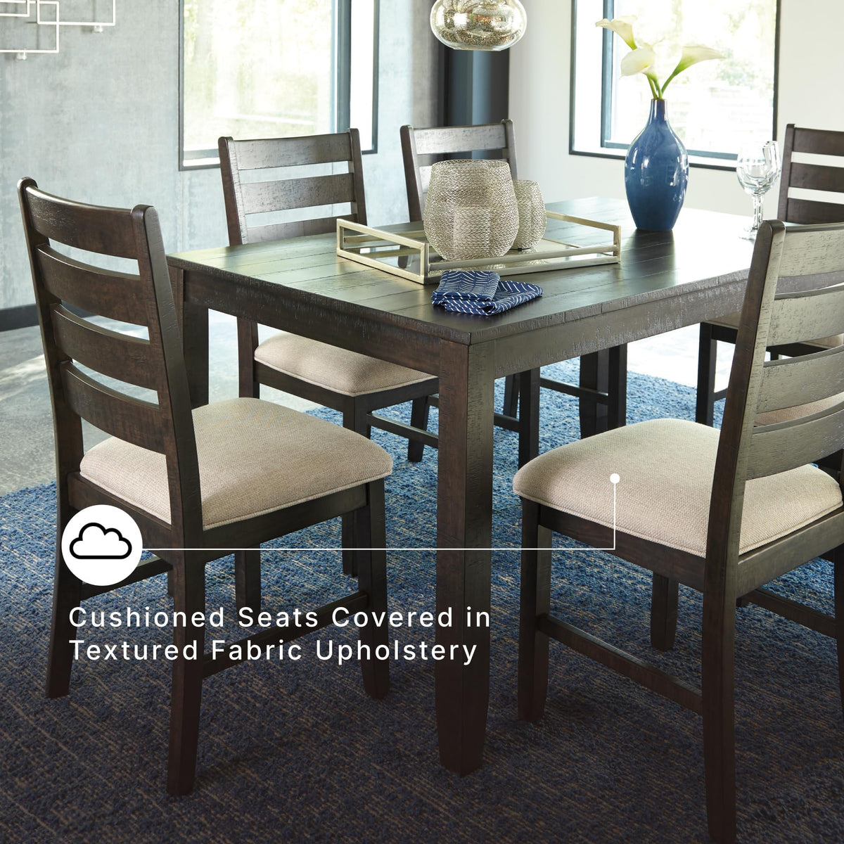 Signature Design by Ashley Rokane 7-Piece Dining Table Set for 6, Brown