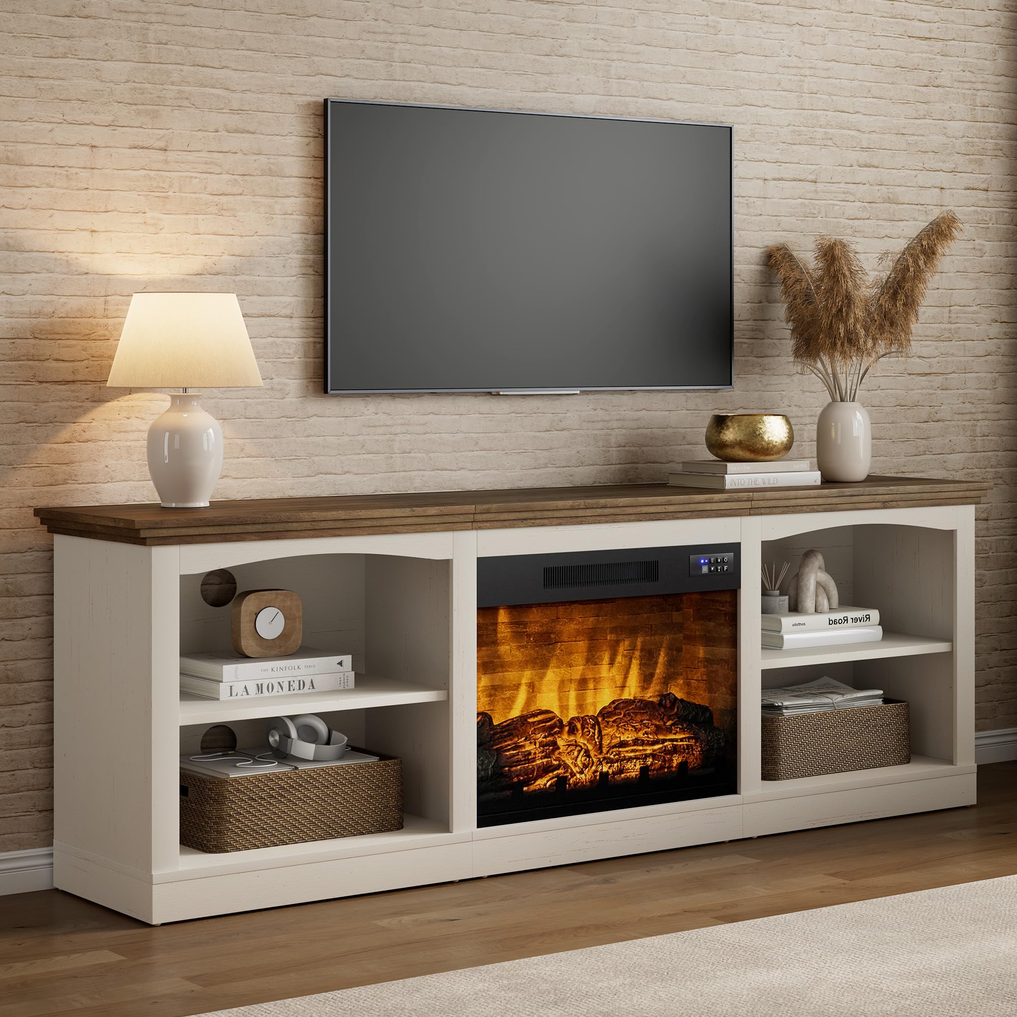 70" Farmhouse Fireplace TV Stand