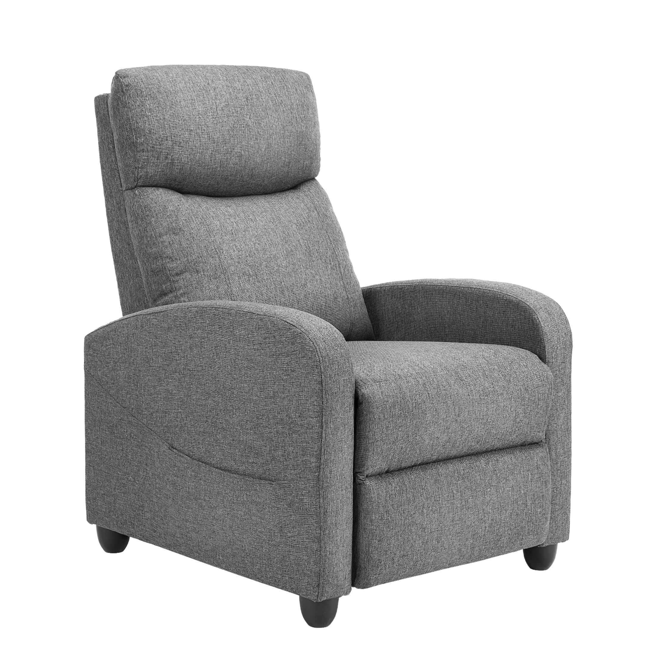 Sweetcrispy Recliner Chair Fabric Recliner Sofa No Massage, Home Theater Seating with Lumbar Support, Adjustable Push Back Overstuffed High-Density Sponge Reclining for Living Room, Grey