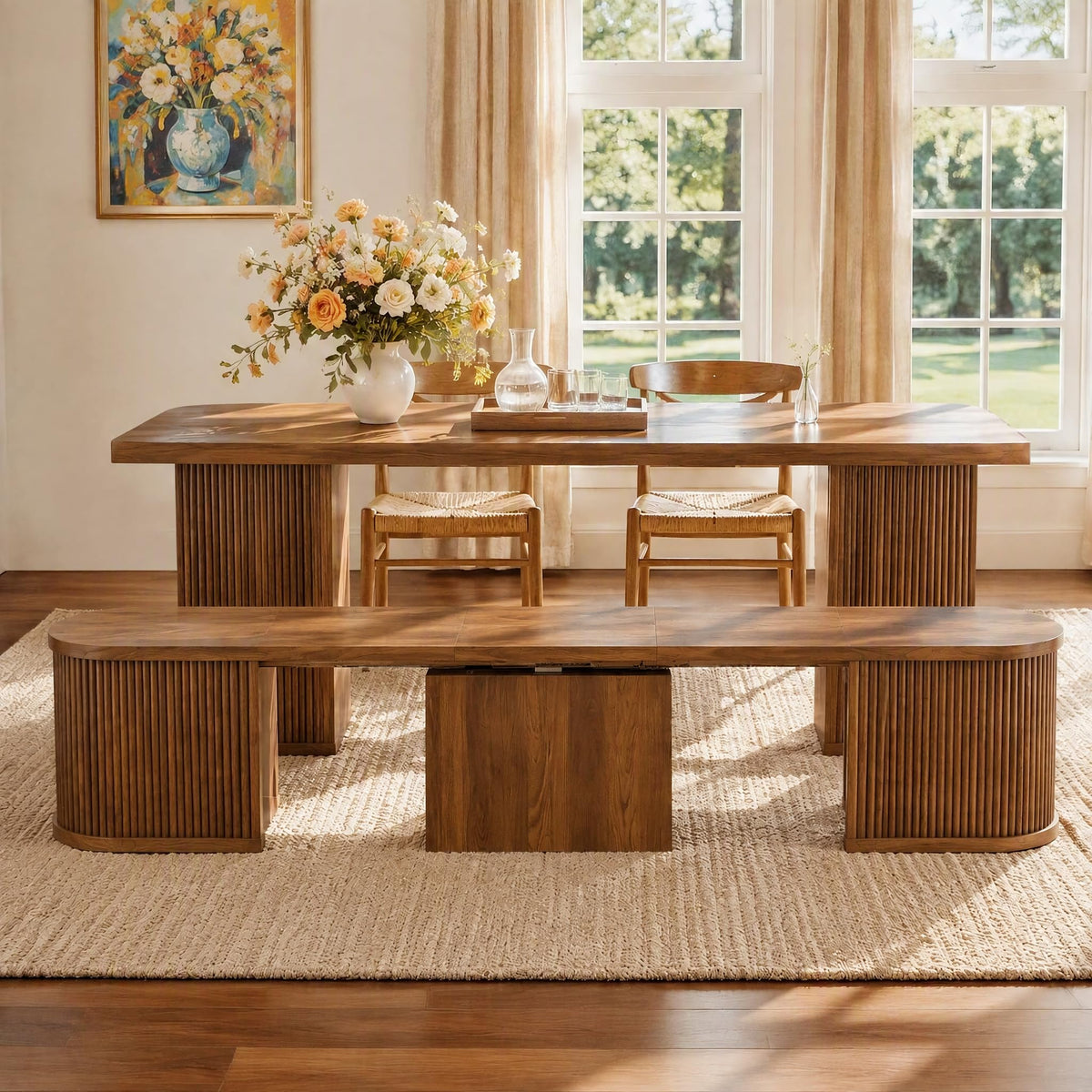 Extendable Curved Dining Bench
