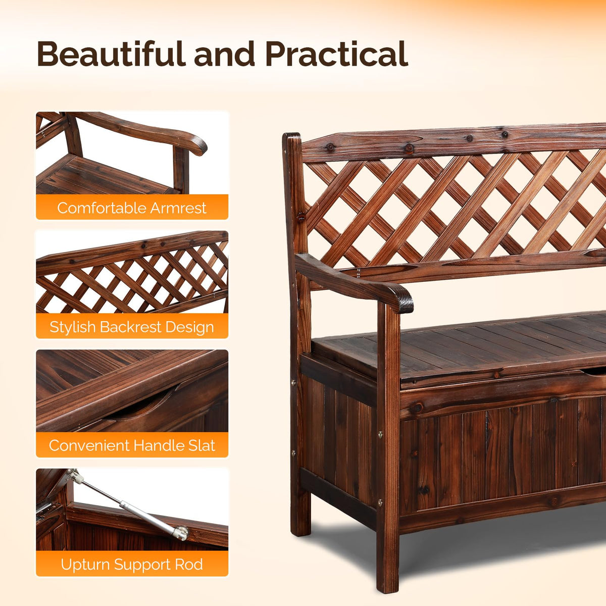 Wood Outdoor Storage Bench