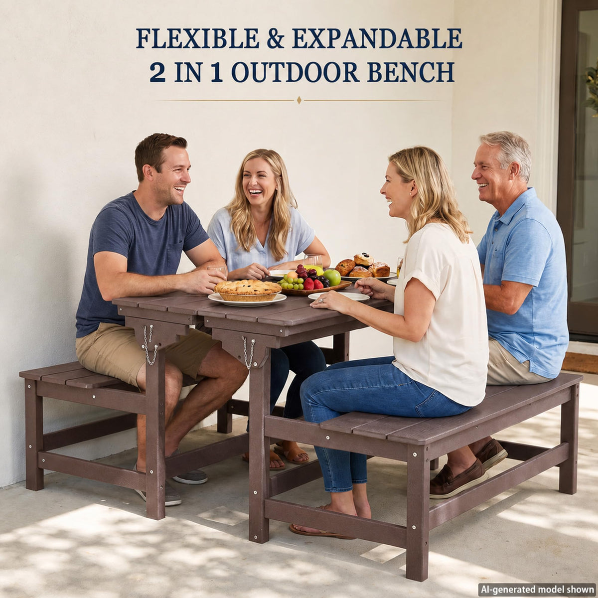 HDPE Convertible Picnic Table Bench