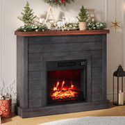 Garvee 38in Freestanding Electric Fireplace with Mantel, TV Stand Includes 18'' Electric Fireplace Insert with Adjustable Flame Temperature and Remote Control for Bedroom Living Room, Black