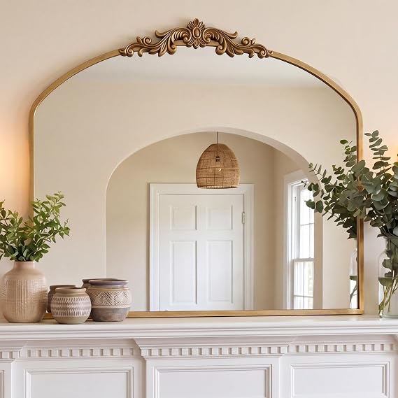 Gold Arched Baroque Wall Mirror