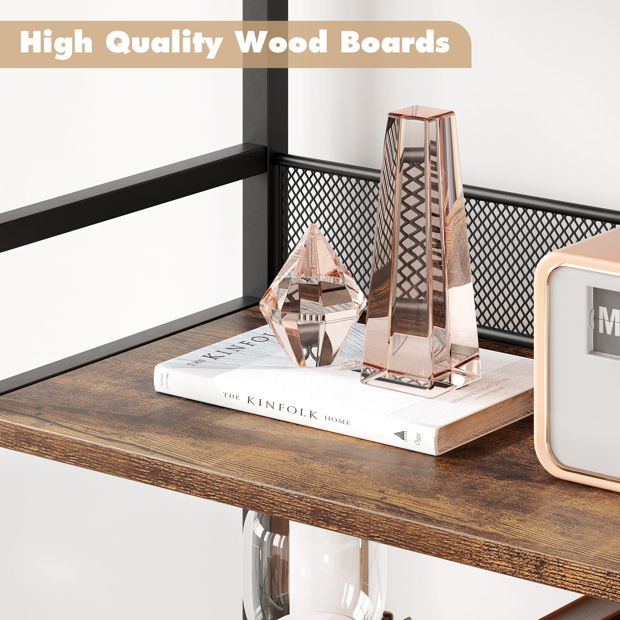 Industrial Bookshelf with Doors & 4 Open Shelves