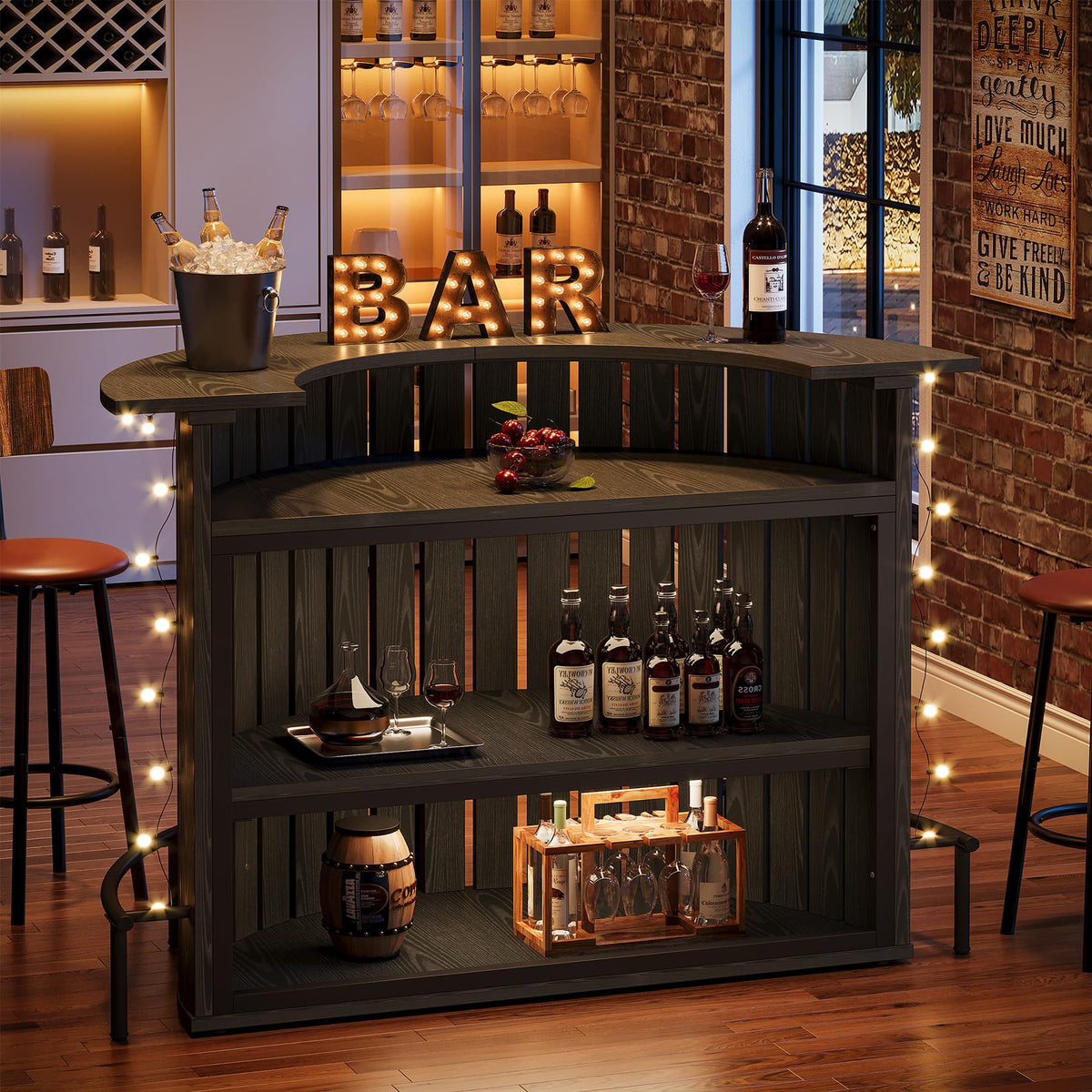 Black Curved Bar Table