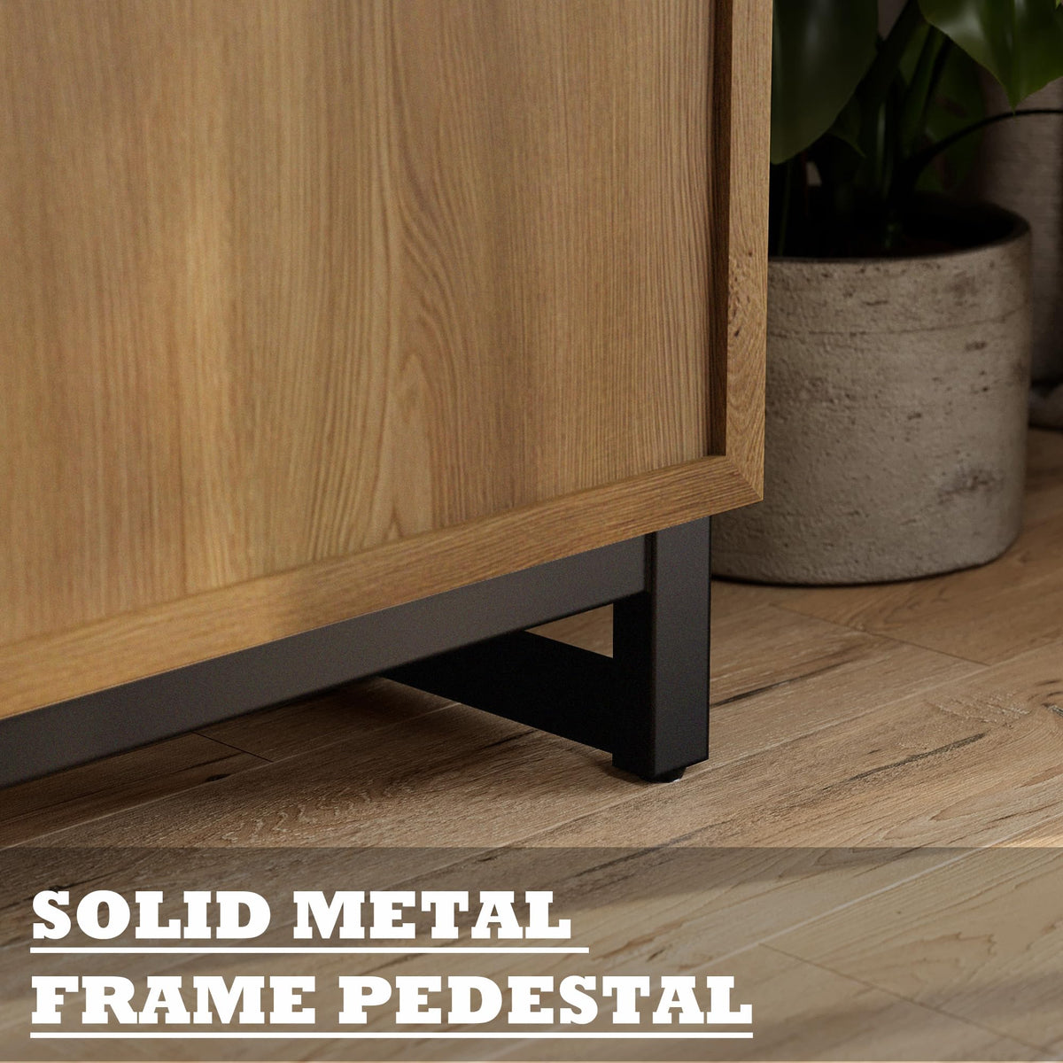Brown Oak Sideboard Set of 2