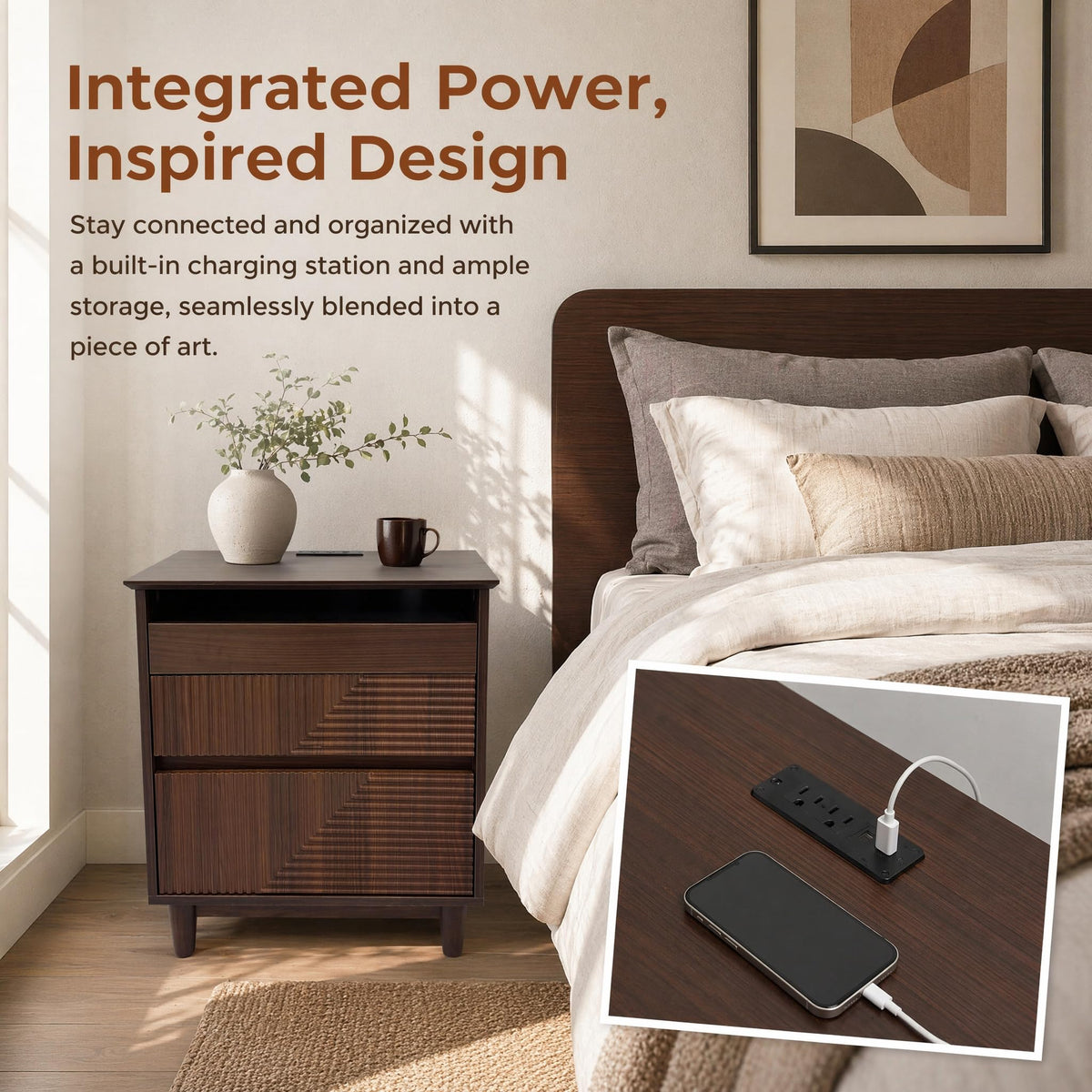 Fluted Charging Nightstand