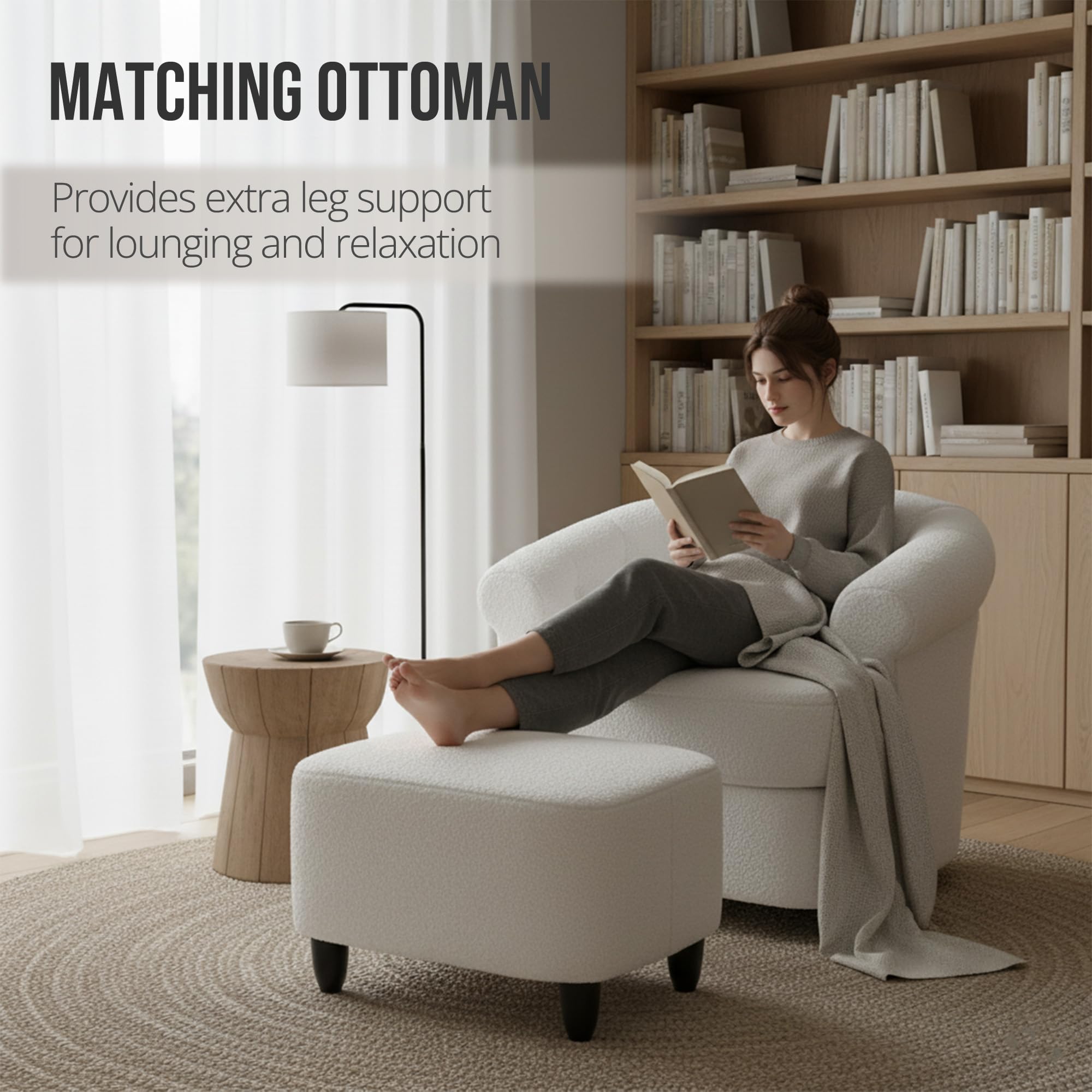 Swivel Barrel Accent Chair with Ottoman
