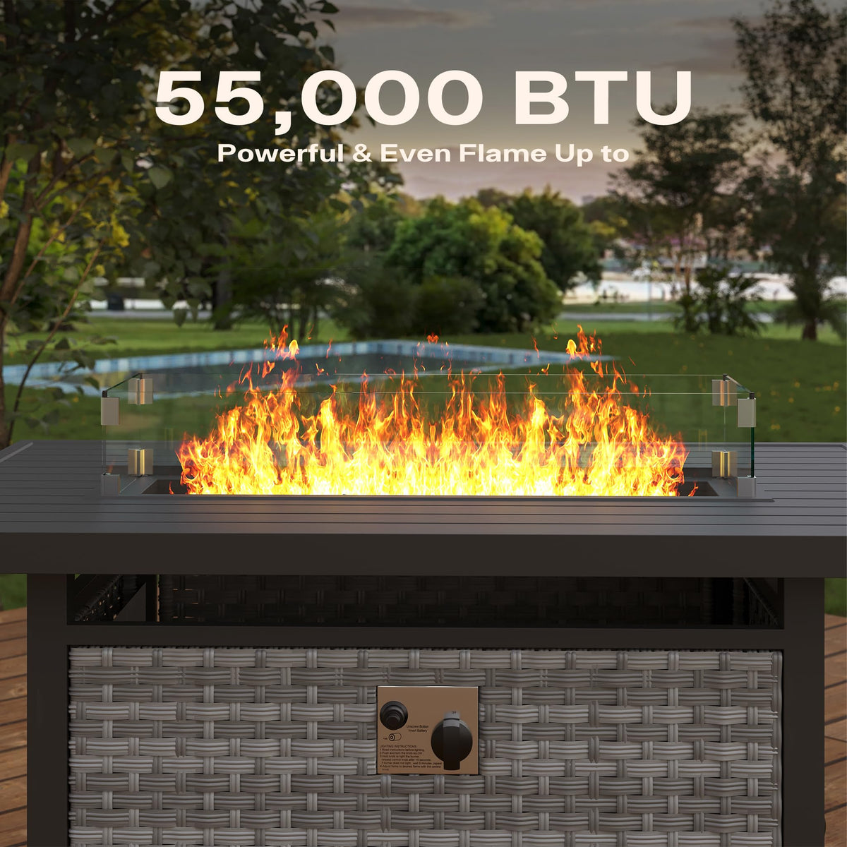 Rattan Propane Fire Pit Table