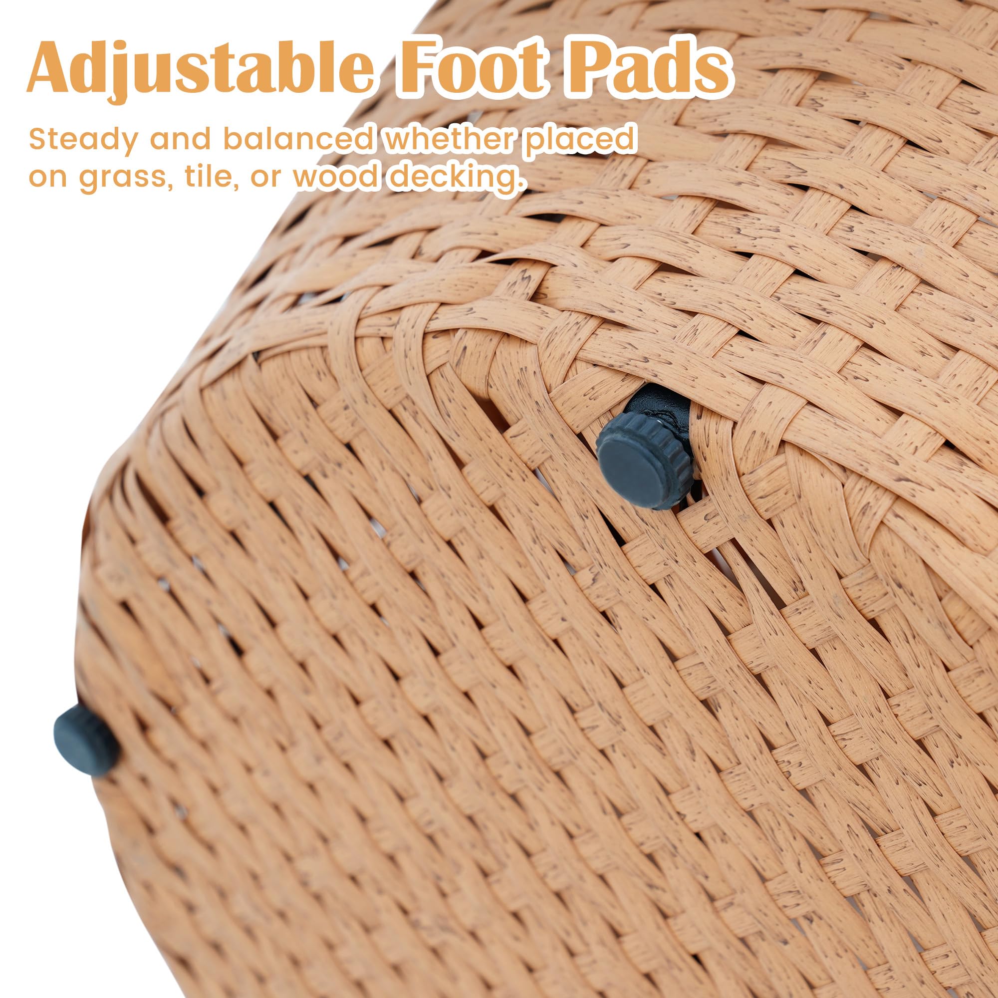 Round Wicker Barrel Side Tables with Storage – Set of 2