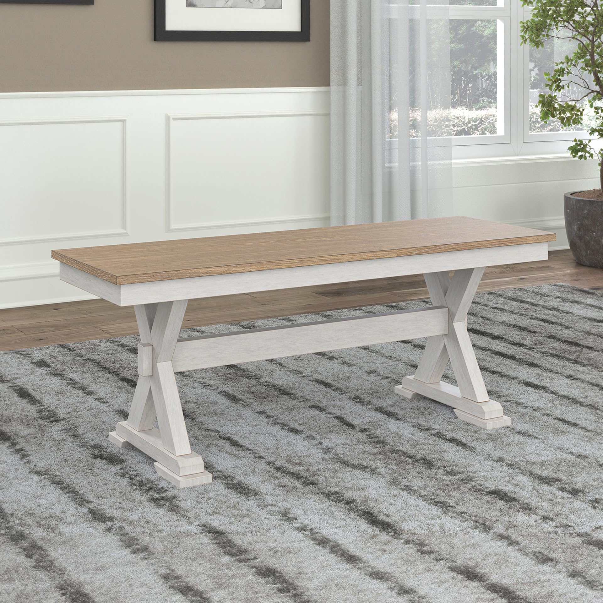 Farmhouse Dining Bench, Antique White